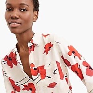 J. Crew Tops - NWT J. CREW Poppy Print Silk Shirt Sz 6 J. Crew Tops - NWT J. CREW Poppy Print Silk Shirt Sz 6